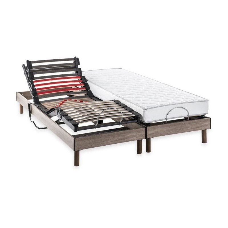Ensemble matelas+sommier relaxation électrique COMFORT - 2x80x200 cm