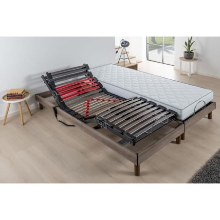 Ensemble matelas+sommier relaxation électrique COMFORT - 2x80x200 cm - Matelas mousse - DEKO DREAM Samba