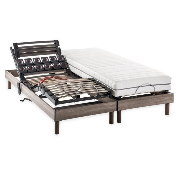 Ensemble matelas + sommier relaxation électrique ERGO 2 Dreamzone - 2x90x200 cm - Ressorts ensachés - DEKO DREAM Ergo 2 Ensemble matelas + sommier relaxation électrique ERGO 2 Dreamzone - 2x90x200 cm - Ressorts ensachés - DEKO DREAM Ergo 2