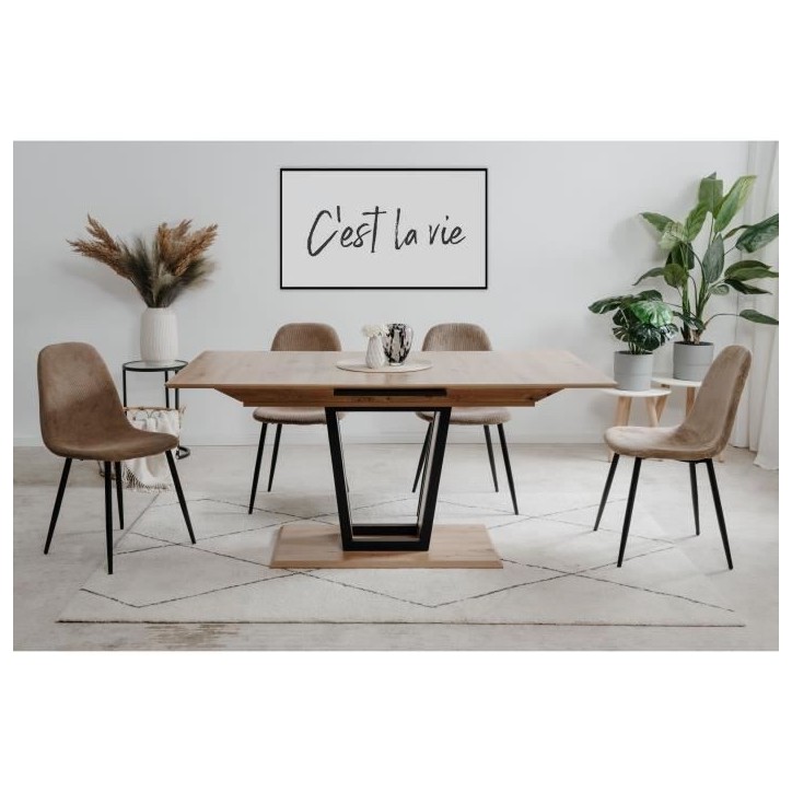 Table extensible - SORIA - Rectangulaire - 10 personnes - 160/200 x 76 x 90 cm - Noir / Chene artisan Table extensible - SORIA - Rectangulaire - 10 personnes - 160/200 x 76 x 90 cm - Noir / Chene artisan