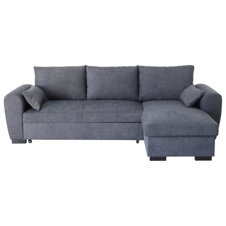Canapé d'angle convertible réversible MAX - Méridienne avec coffre - Tissu gris foncé - L 240 x P 143 x H 85 cm Canapé d'angle convertible réversible MAX - Méridienne avec coffre - Tissu gris foncé - L 240 x P 143 x H 85 cm