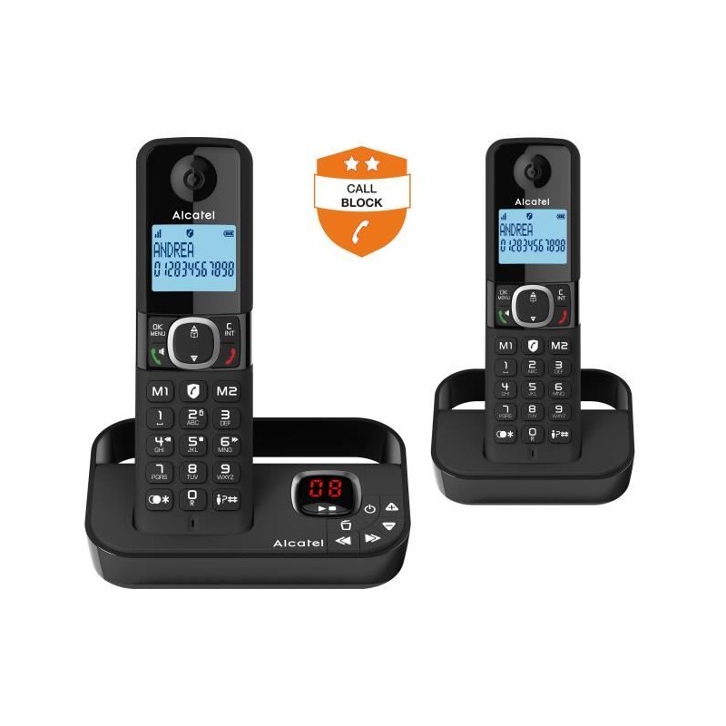 Téléphone fixe sans fil - ALCATEL - F860 voice duo noir - Avec fonct Téléphone fixe sans fil - ALCATEL - F860 voice duo noir - Avec fonct