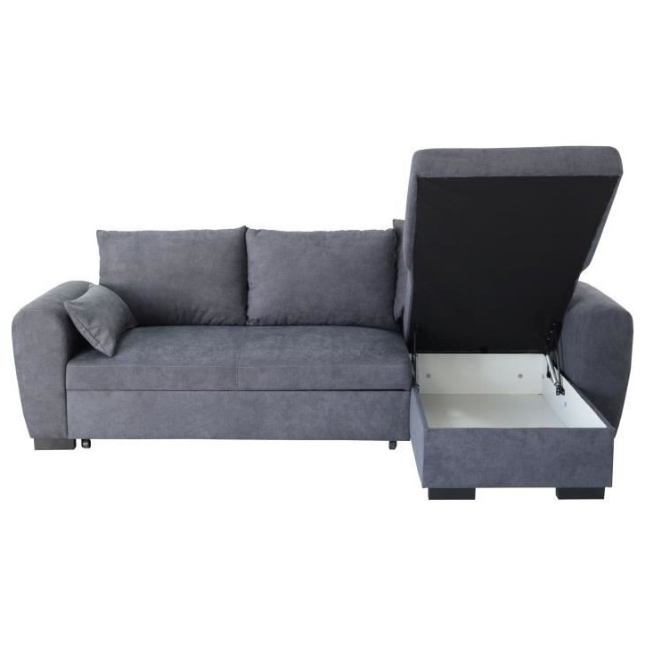 Canapé d'angle convertible réversible MAX - Méridienne avec coffre - Tissu gris foncé - L 240 x P 143 x H 85 cm Canapé d'angle convertible réversible MAX - Méridienne avec coffre - Tissu gris foncé - L 240 x P 143 x H 85 cm