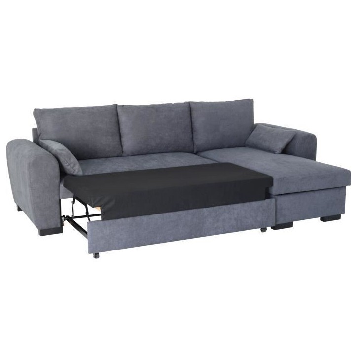 Canapé d'angle convertible réversible MAX - Méridienne avec coffre - Tissu gris foncé - L 240 x P 143 x H 85 cm Canapé d'angle convertible réversible MAX - Méridienne avec coffre - Tissu gris foncé - L 240 x P 143 x H 85 cm