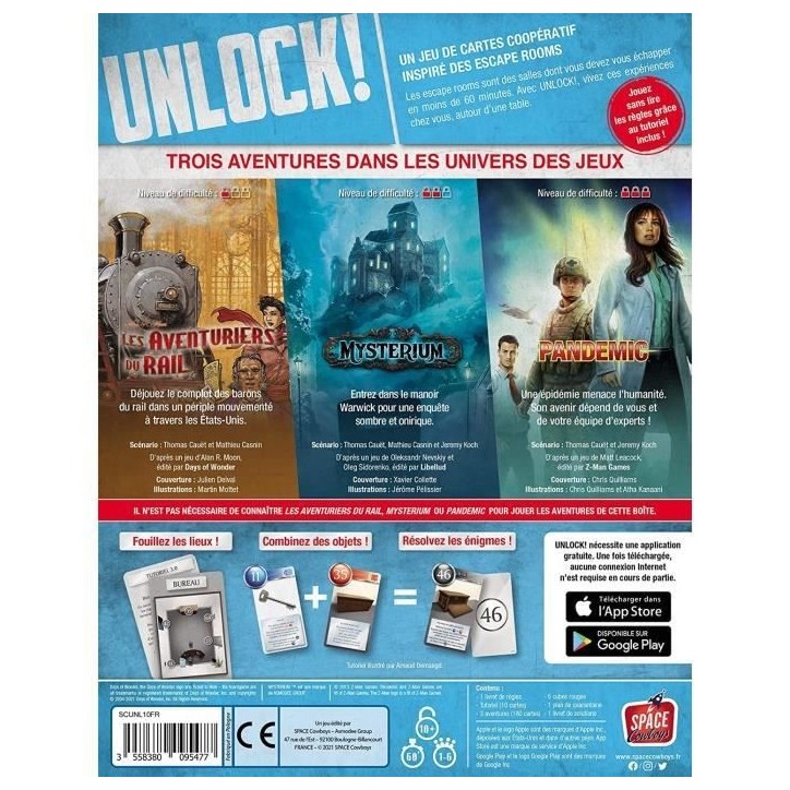 Asmodée - Space Cowboys - Unlock! : Game Adventures - Unbox Now - Jeu de société - a partir de 10 ans - 1 a 6 joueurs - 60 mi Asmodée - Space Cowboys - Unlock! : Game Adventures - Unbox Now - Jeu de société - a partir de 10 ans - 1 a 6 joueurs - 60 mi