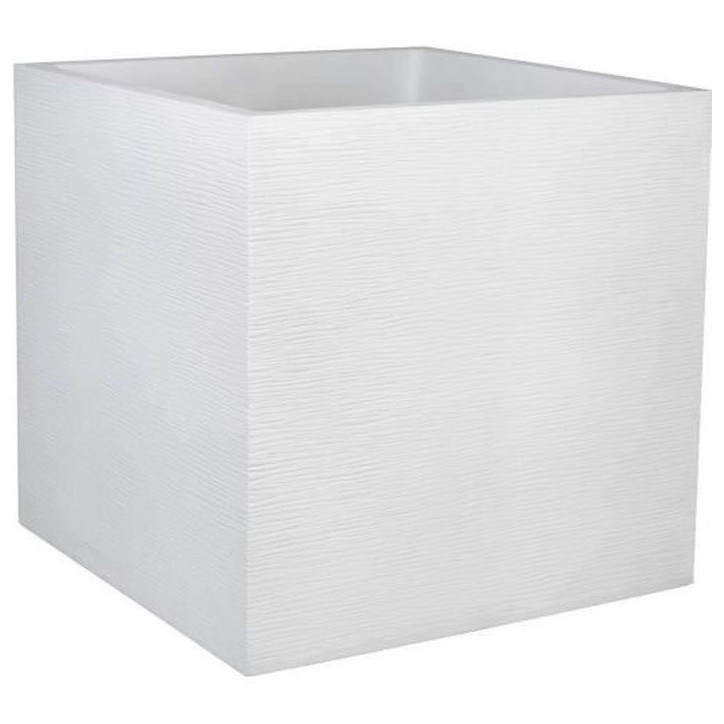 Bac a fleurs Carré 50 cm - EDA - Graphit - 57 L - 49,5 x 49,5 x H. 49,5 cm - Blanc cérusé