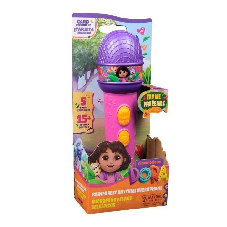 Dora - Micro a fonctions - 18cm - 4 chansons et 9 sons - des 3 ans - Dora l'exploratrice