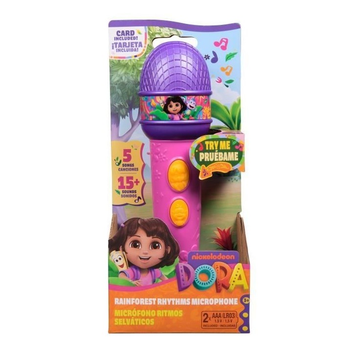 Dora - Micro a fonctions - 18cm - 4 chansons et 9 sons - des 3 ans - Dora l'exploratrice