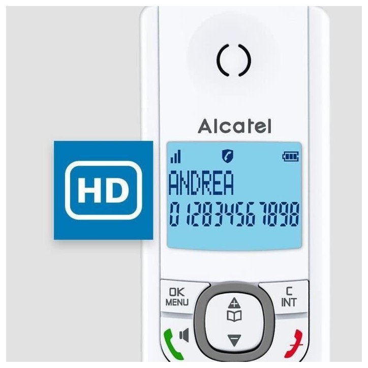 Téléphone sans fil - ALCATEL - F530 Duo - 2 combinés, blocage d'appels, mains libres, 2 mémoires directes, Blanc/Bleu Téléphone sans fil - ALCATEL - F530 Duo - 2 combinés, blocage d'appels, mains libres, 2 mémoires directes, Blanc/Bleu
