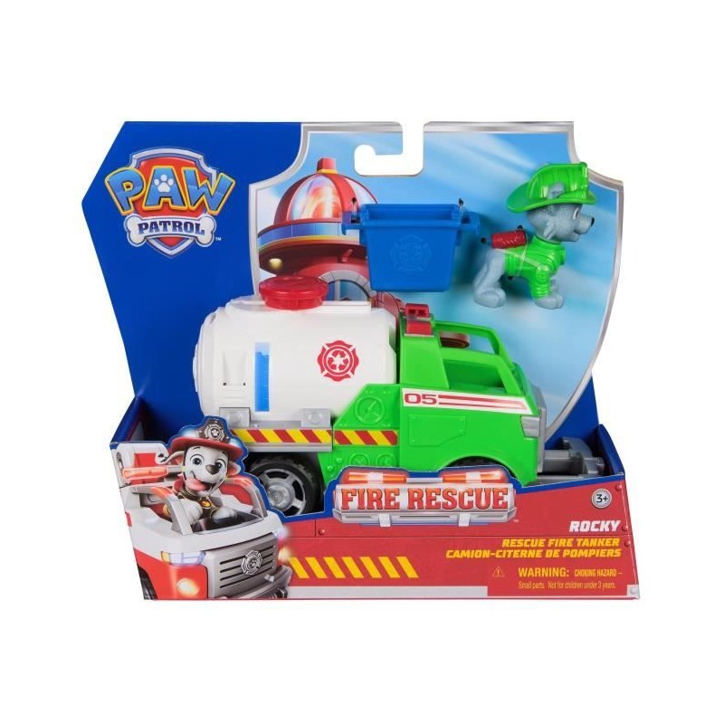Figurine Rocky - Véhicules + bac et pince - des 3 ans - Fire Rescue -