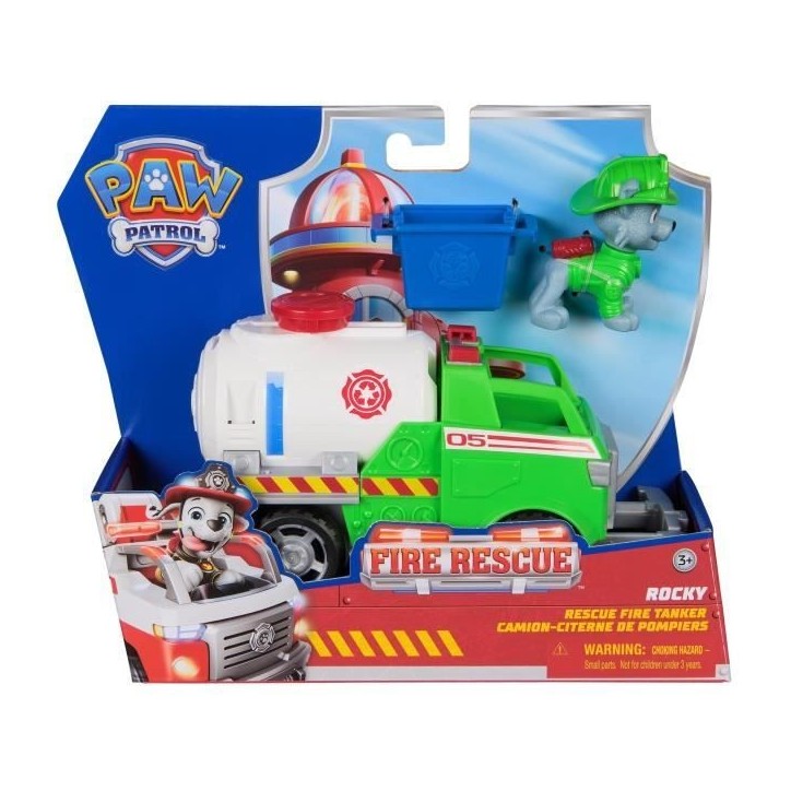 Figurine Rocky - Véhicules + bac et pince - des 3 ans - Fire Rescue - La Pat'Patrouille Figurine Rocky - Véhicules + bac et pince - des 3 ans - Fire Rescue - La Pat'Patrouille