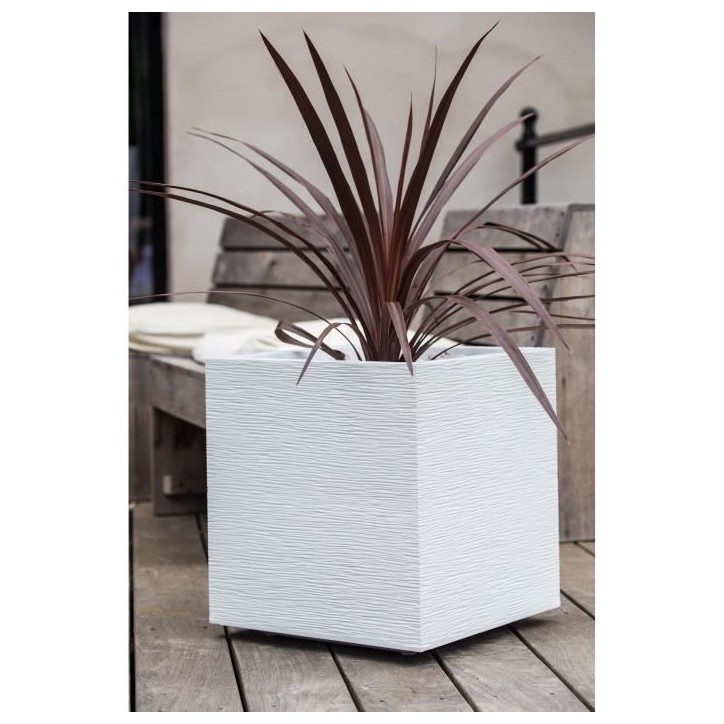 Bac a fleurs Carré 50 cm - EDA - Graphit - 57 L - 49,5 x 49,5 x H. 49,5 cm - Blanc cérusé