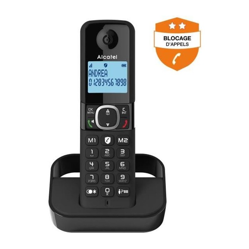 Téléphone fixe sans fil - ALCATEL - F860 solo noir - Sans répondeur Téléphone fixe sans fil - ALCATEL - F860 solo noir - Sans répondeur