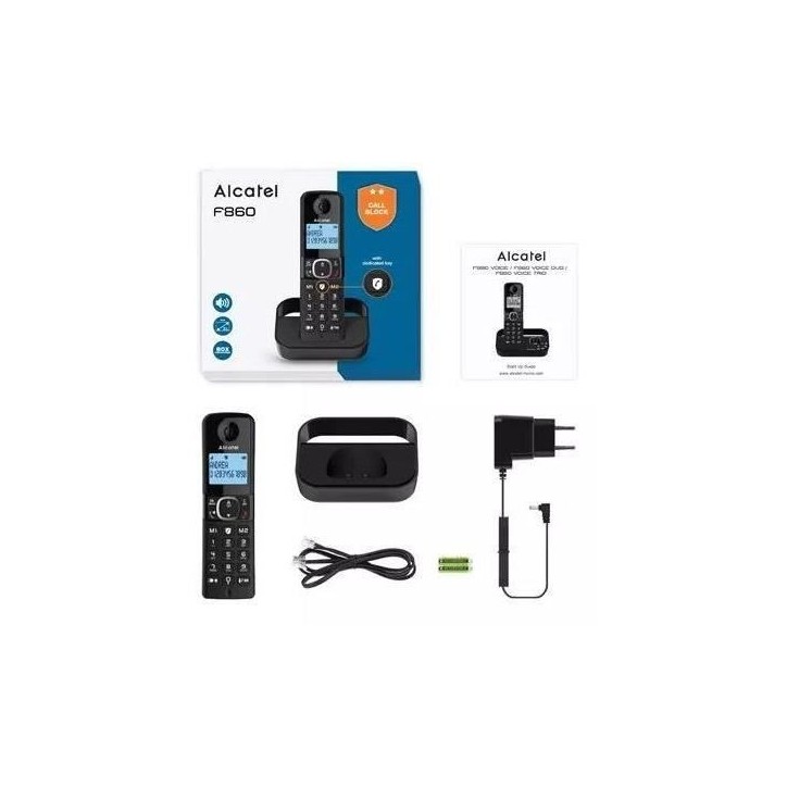 Téléphone fixe sans fil - ALCATEL - F860 solo noir - Sans répondeur