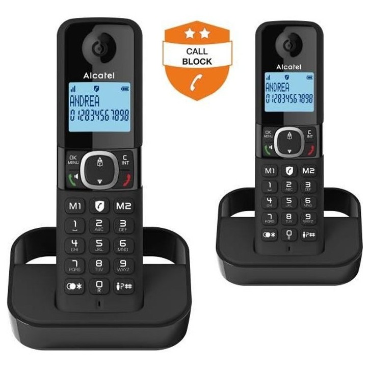 Téléphone fixe sans fil - ALCATEL - F860 duo noir - Blocage d'appels indésirables