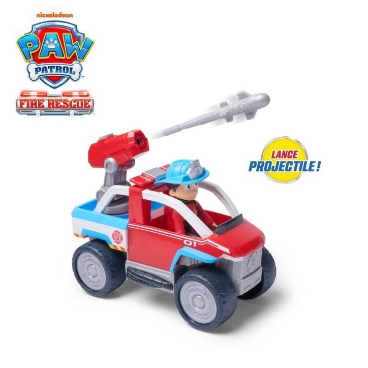 Paw Patrol -Figurine Ryder + véhicule - des 3 ans - Fire Rescue - La Pat'Patrouille