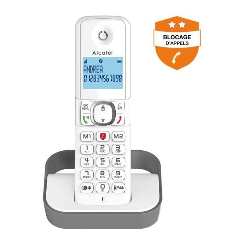 Téléphone fixe sans fil - ALCATEL - F860 solo gris - Blocage d'appel Téléphone fixe sans fil - ALCATEL - F860 solo gris - Blocage d'appel