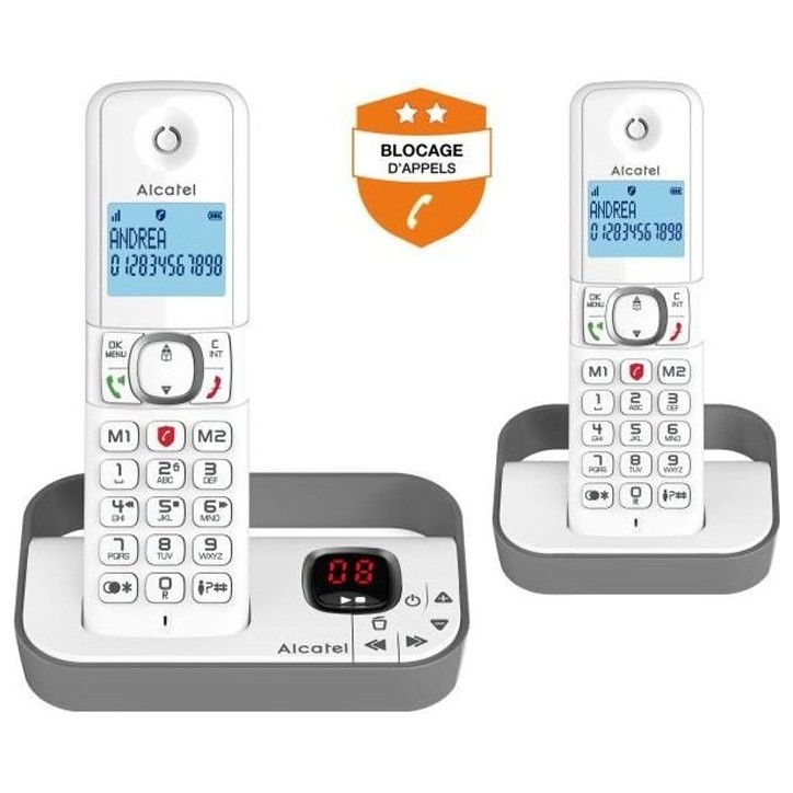 Téléphone fixe sans fil - ALCATEL - F860 voice duo grey - Blocage d'appels indésirables Téléphone fixe sans fil - ALCATEL - F860 voice duo grey - Blocage d'appels indésirables