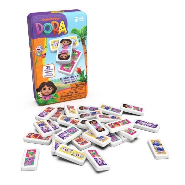 Dora - 28 Dominos - Boîte métal - des 4 ans - Dora l'exploratrice Dora - 28 Dominos - Boîte métal - des 4 ans - Dora l'exploratrice