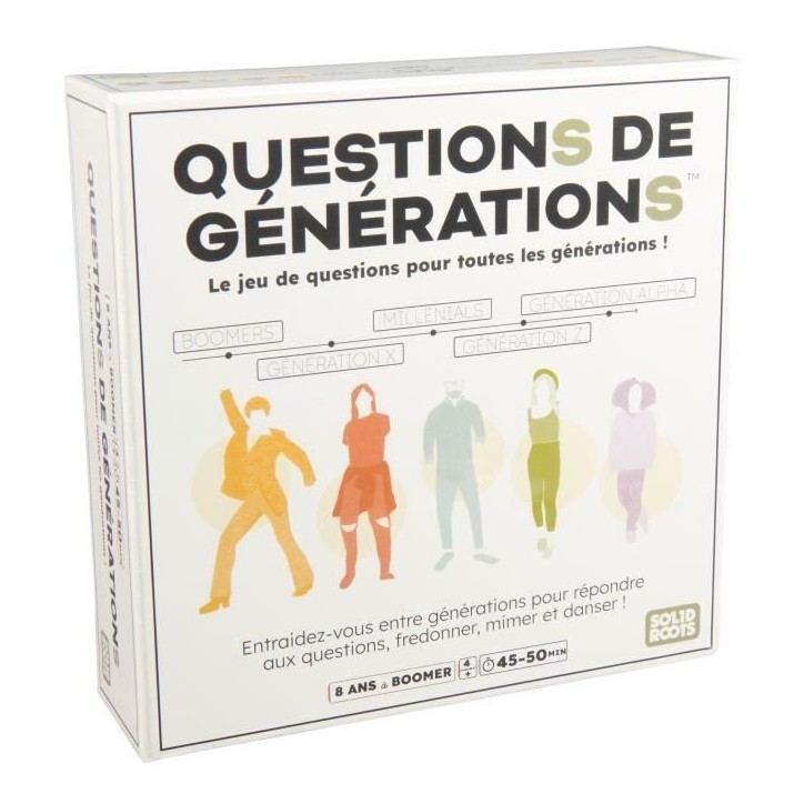Questions de générations - 2000 questions et 100 défis amusants - Jeu de société - des 8 ans Questions de générations - 2000 questions et 100 défis amusants - Jeu de société - des 8 ans