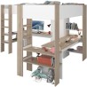 Lit double mezzanine combiné enfant ALEXANDRA avec 2 bureaux et range