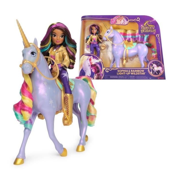 SPIN MASTER LICORNE A FONCTIONS 28 CM WILDSTAR + POUPEE 24 CM Unicorn Academy