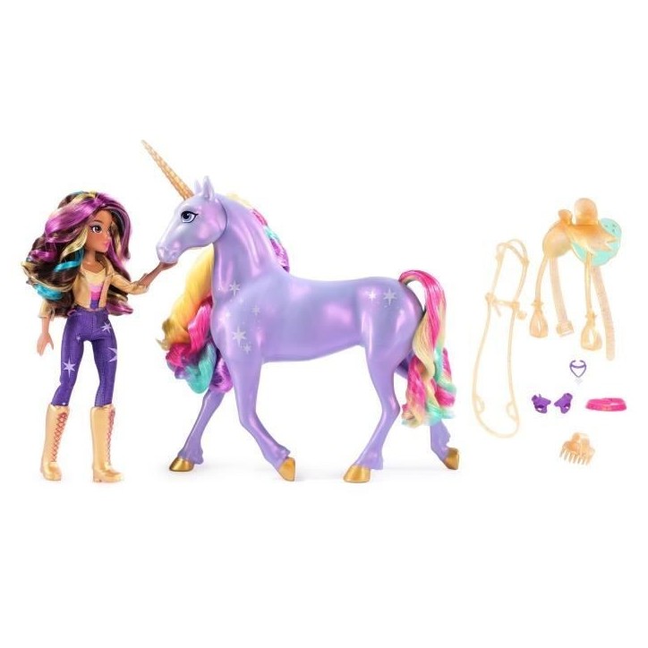 SPIN MASTER LICORNE A FONCTIONS 28 CM WILDSTAR + POUPEE 24 CM Unicorn Academy
