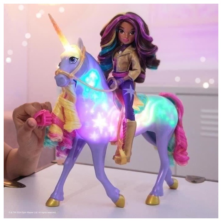 SPIN MASTER LICORNE A FONCTIONS 28 CM WILDSTAR + POUPEE 24 CM Unicorn Academy