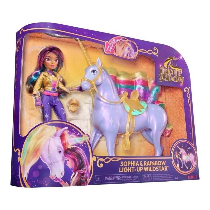 SPIN MASTER LICORNE A FONCTIONS 28 CM WILDSTAR + POUPEE 24 CM Unicorn Academy