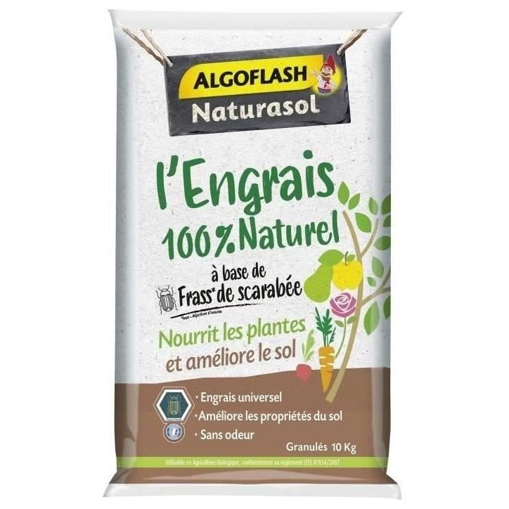 ALGOFLASH NATURASOL Engrais 100% Naturel Complet a base de Fass de Scarabée - 10 kg ALGOFLASH NATURASOL Engrais 100% Naturel Complet a base de Fass de Scarabée - 10 kg