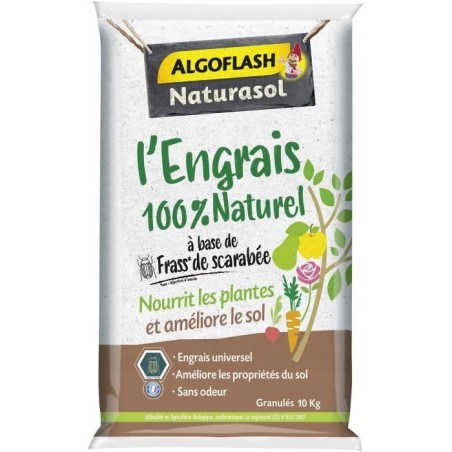 ALGOFLASH NATURASOL Engrais 100% Naturel Complet a base de Fass de Scarabée - 10 kg