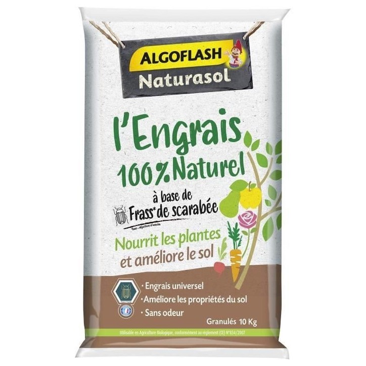 ALGOFLASH NATURASOL Engrais 100% Naturel Complet a base de Fass de Scarabée - 10 kg ALGOFLASH NATURASOL Engrais 100% Naturel Complet a base de Fass de Scarabée - 10 kg