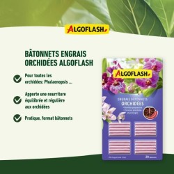ALGOFLASH Engrais pour orchidées - 20 bâtonnets - Action jusqu'a 3 m