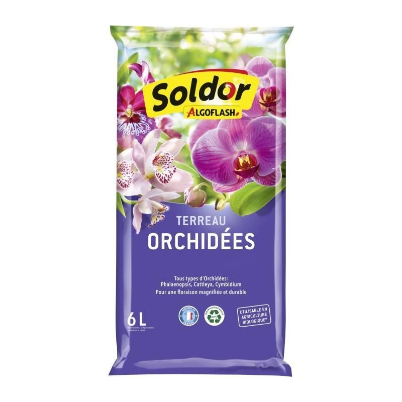ALGOFLASH Terreau Orchidées 6 L - Terreau spécifique - Ecorces de pi ALGOFLASH Terreau Orchidées 6 L - Terreau spécifique - Ecorces de pi
