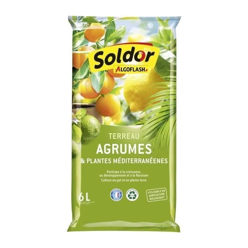 ALGOFLASH - Terreau Agrumes et Plantes Méditerranéennes 6 L