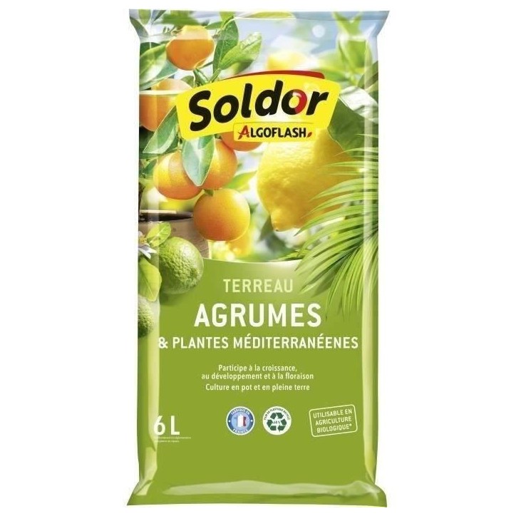 ALGOFLASH - Terreau Agrumes et Plantes Méditerranéennes 6 L ALGOFLASH - Terreau Agrumes et Plantes Méditerranéennes 6 L