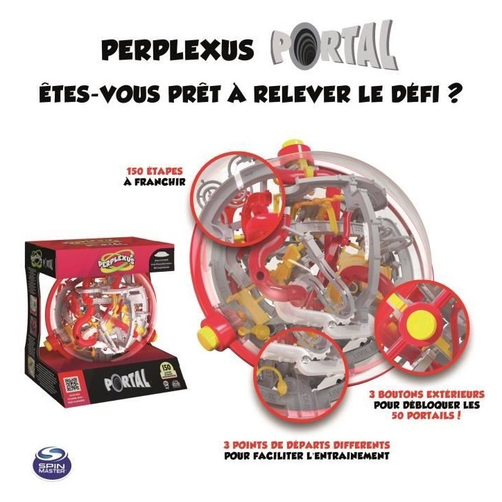 Perplexus Portal Labyrinthe 3D - SPIN MASTER - 150 Défis, 50 Portails et 3 Boutons