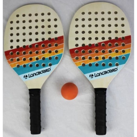 Set de tennis 2 raquettes bois et 1 balle - SPORT AND FUN - BEACH - En