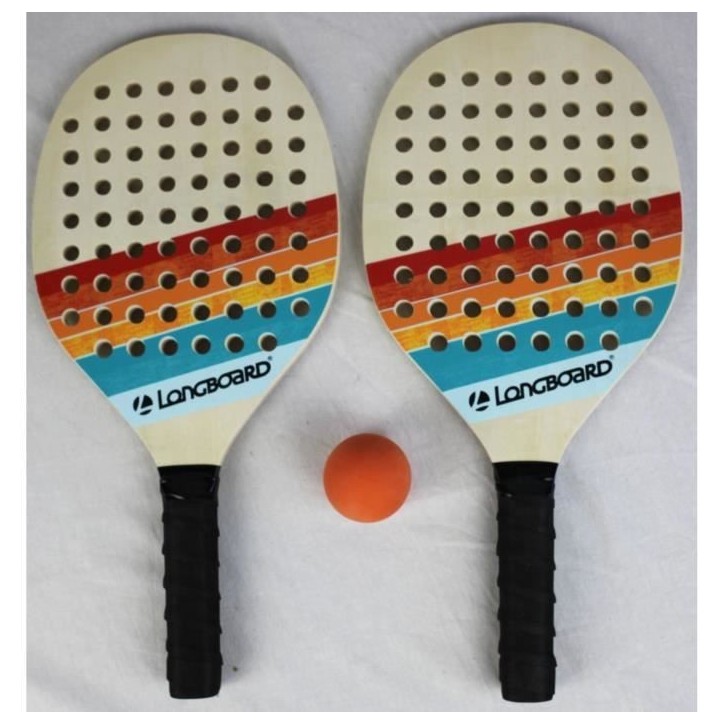 Set de tennis 2 raquettes bois et 1 balle - SPORT AND FUN - BEACH - Enfant - Multicolore