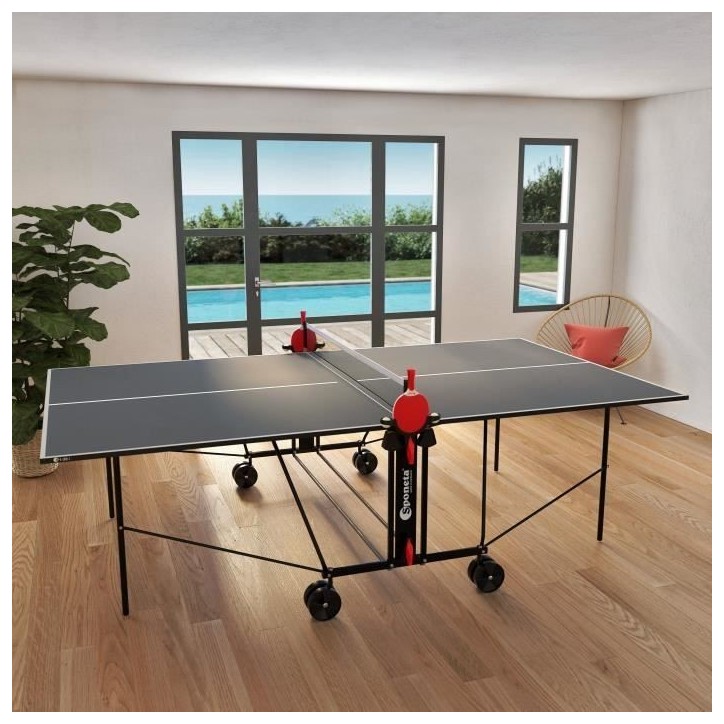 SPONETA - Table Tennis de table - Table Ping Pong Compacte - Usage Intérieur - Gris et noir