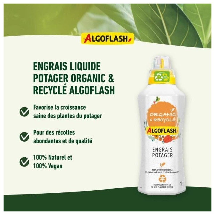 ALGOFLASH NATURASOL NATURASOL Engrais liquide potager - Organic et Recyclé - 1L ALGOFLASH NATURASOL NATURASOL Engrais liquide potager - Organic et Recyclé - 1L
