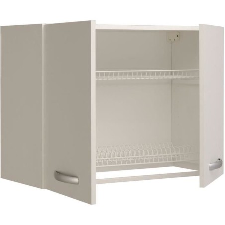 Spring - Meuble haut de cuisine avec égouttoir - 2 portes - L80 x P35,6 x H57,9 cm - Blanc - Parisot