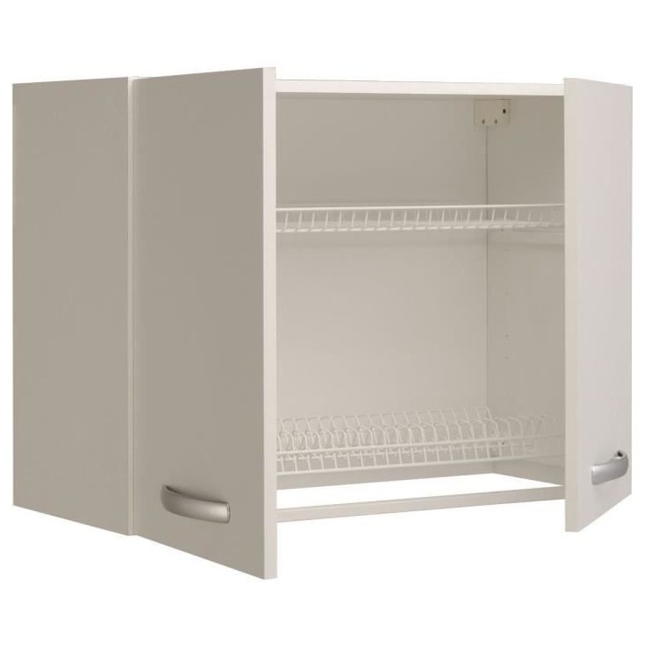 Spring - Meuble haut de cuisine avec égouttoir - 2 portes - L80 x P35,6 x H57,9 cm - Blanc - Parisot Spring - Meuble haut de cuisine avec égouttoir - 2 portes - L80 x P35,6 x H57,9 cm - Blanc - Parisot