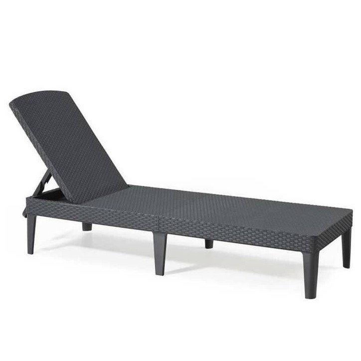 Bain de soleil - Allibert by KETER – Jaipur – en résine imitation rotin tressé – gris graphite – dossier réglable Bain de soleil - Allibert by KETER – Jaipur – en résine imitation rotin tressé – gris graphite – dossier réglable