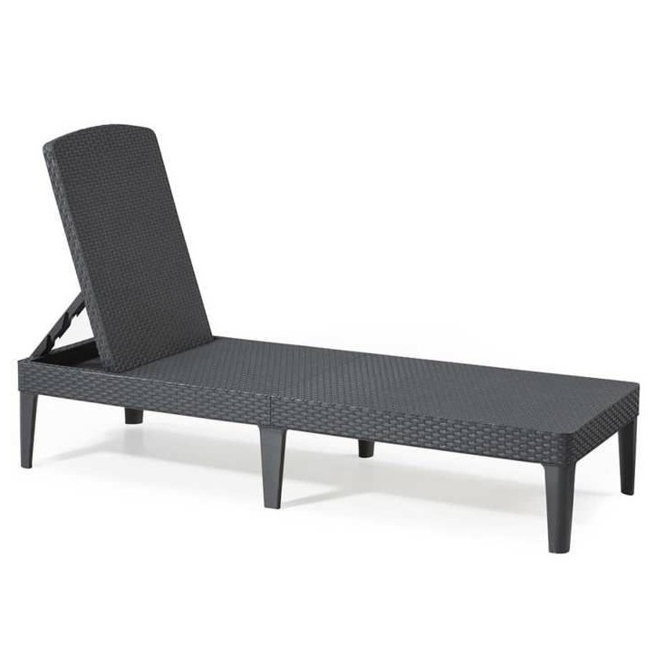Bain de soleil - Allibert by KETER – Jaipur – en résine imitation rotin tressé – gris graphite – dossier réglable Bain de soleil - Allibert by KETER – Jaipur – en résine imitation rotin tressé – gris graphite – dossier réglable