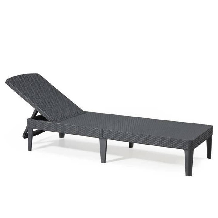 Bain de soleil - Allibert by KETER – Jaipur – en résine imitation rotin tressé – gris graphite – dossier réglable Bain de soleil - Allibert by KETER – Jaipur – en résine imitation rotin tressé – gris graphite – dossier réglable