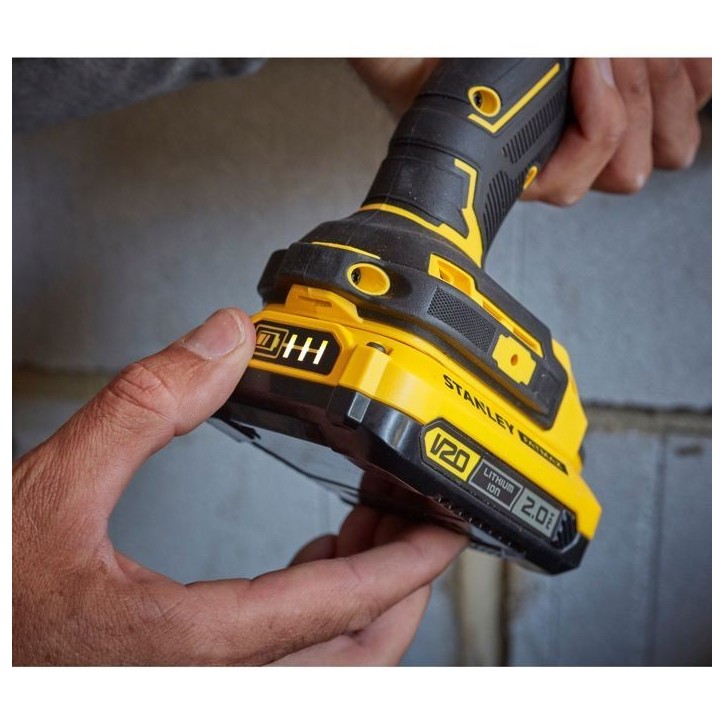 Stanley - V20 Perceuse visseuse a percussion 80 Nm BRUSHLESS - Lithium 18V - 2 batteries 4A - SFMCD721M2K-QW Stanley - V20 Perceuse visseuse a percussion 80 Nm BRUSHLESS - Lithium 18V - 2 batteries 4A - SFMCD721M2K-QW