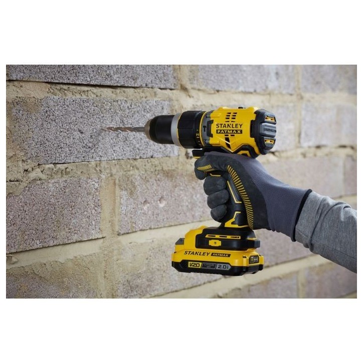 Stanley - V20 Perceuse visseuse a percussion 80 Nm BRUSHLESS - Lithium 18V - 2 batteries 4A - SFMCD721M2K-QW Stanley - V20 Perceuse visseuse a percussion 80 Nm BRUSHLESS - Lithium 18V - 2 batteries 4A - SFMCD721M2K-QW