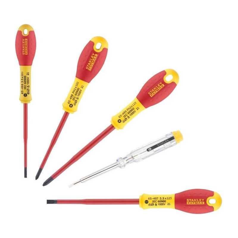 Jeu de 5 Tournevis - STANLEY FATMAX - XTHT0-62692 - Slim Isolés 1000V Jeu de 5 Tournevis - STANLEY FATMAX - XTHT0-62692 - Slim Isolés 1000V