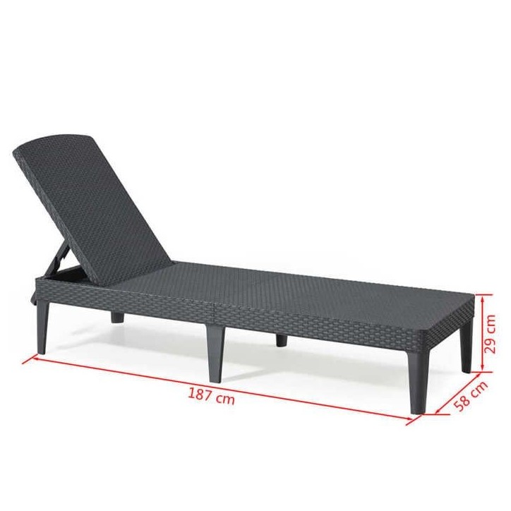 Bain de soleil - Allibert by KETER – Jaipur – en résine imitation rotin tressé – gris graphite – dossier réglable Bain de soleil - Allibert by KETER – Jaipur – en résine imitation rotin tressé – gris graphite – dossier réglable